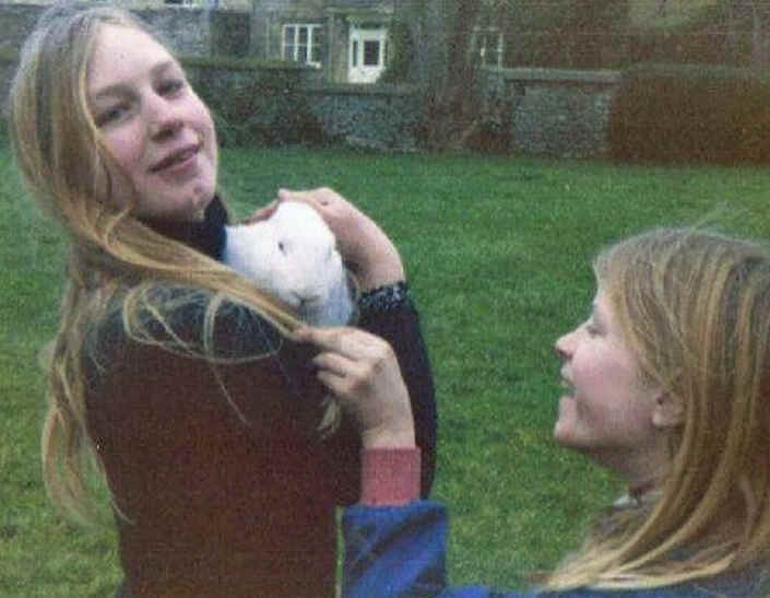 Polly and Jenny with rabbit