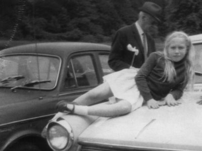 Polly on the car bonnet